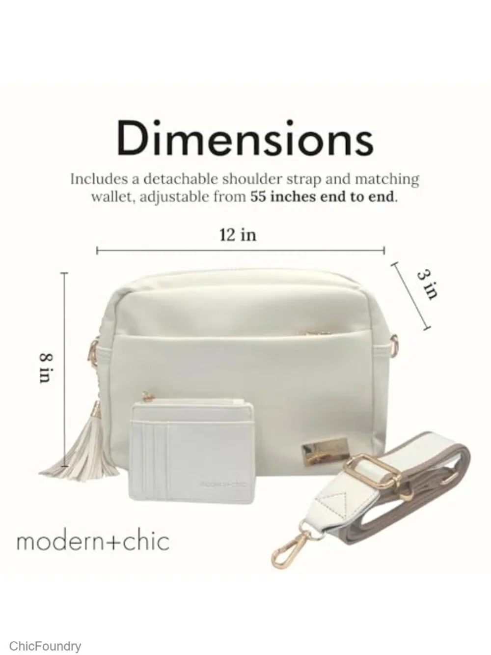 Vegan Leather Crossbody Purse with Matching Wallet Adjustable Strap